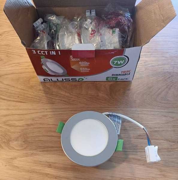 НОВИ! LED лунички за вграждане 7W, димируеми, 3 цвята, 6 бр/к-кт