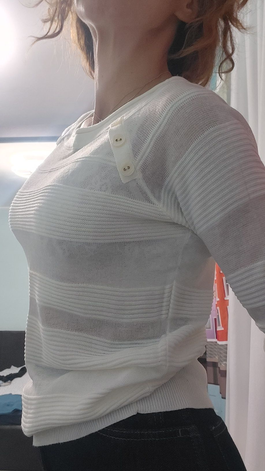 Bluza/ pulover Ana Field, alb, marimea xs