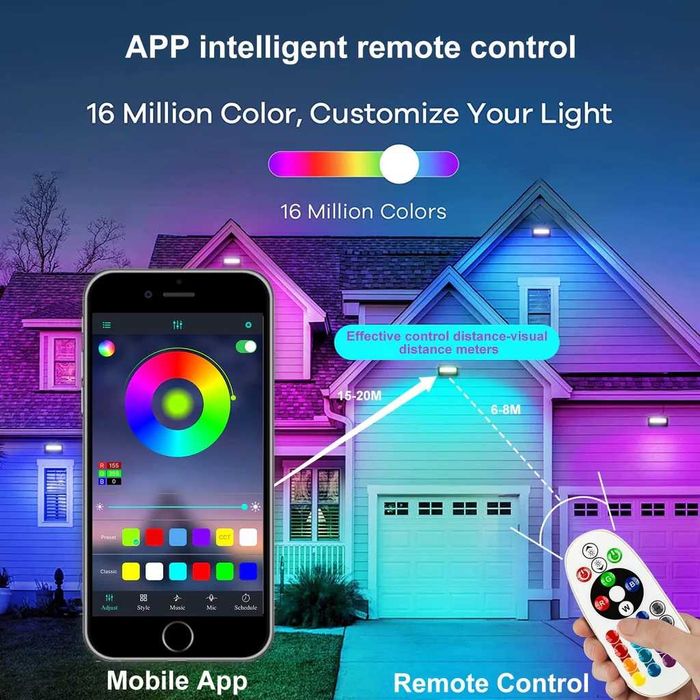 2/бр. LED RGB Смарт прожектор, 100W външни прожектори IP66