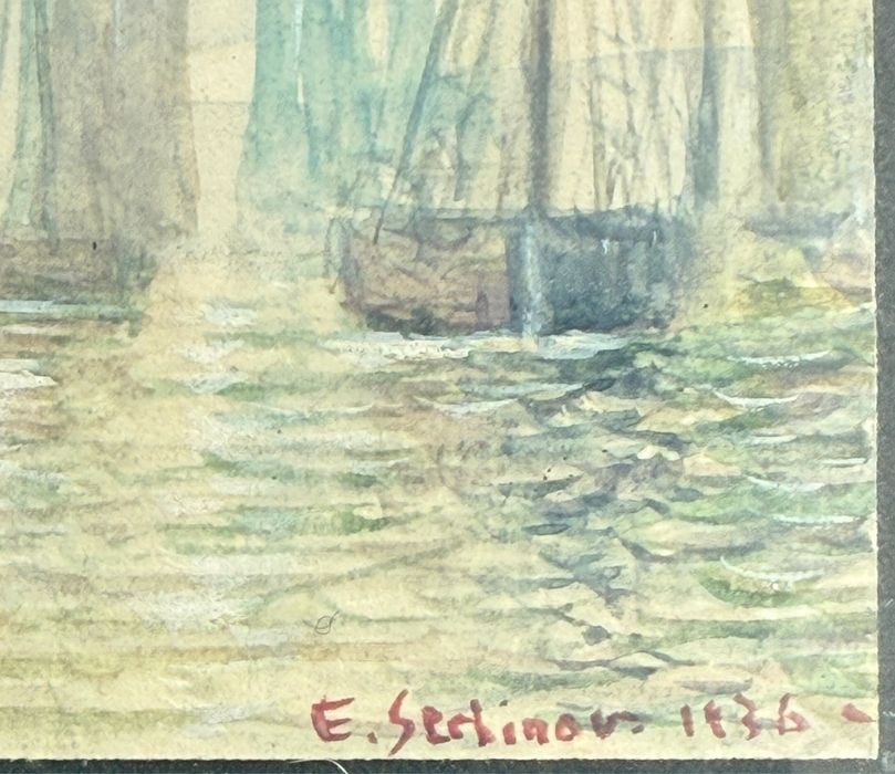 Tablou “Corăbii în lumina dimineții – Eugen Serbinov (1936)