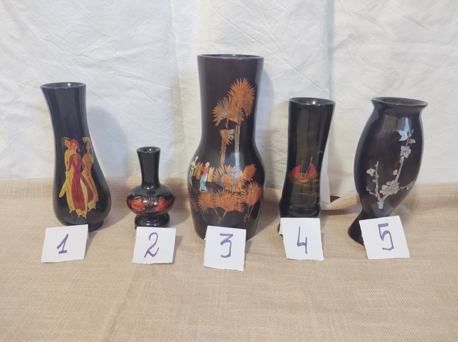 Coletie lemn de piper lacuit vopsit manual vaza si casete VIETNAM