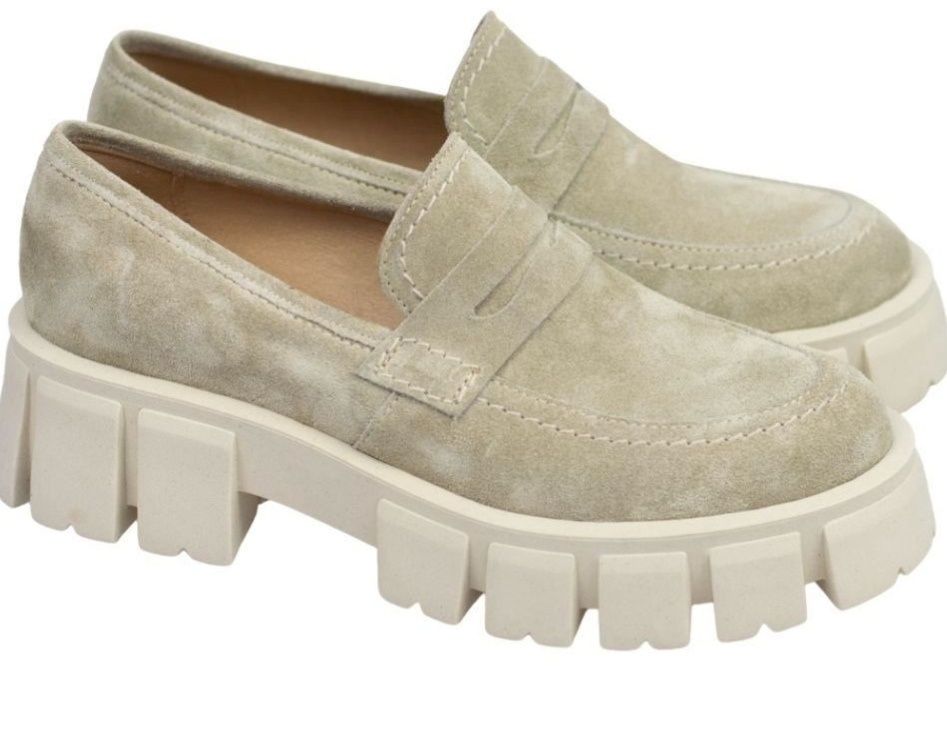 Pantofi Oxford Ted Shoes dama piele întoarsă bej 37