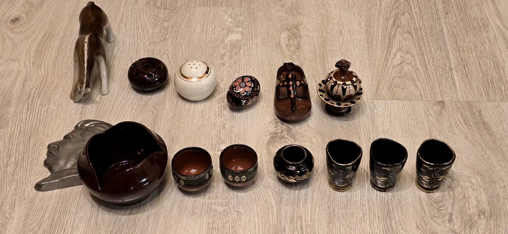 Медна паница и пепелници,порцелани и керамика