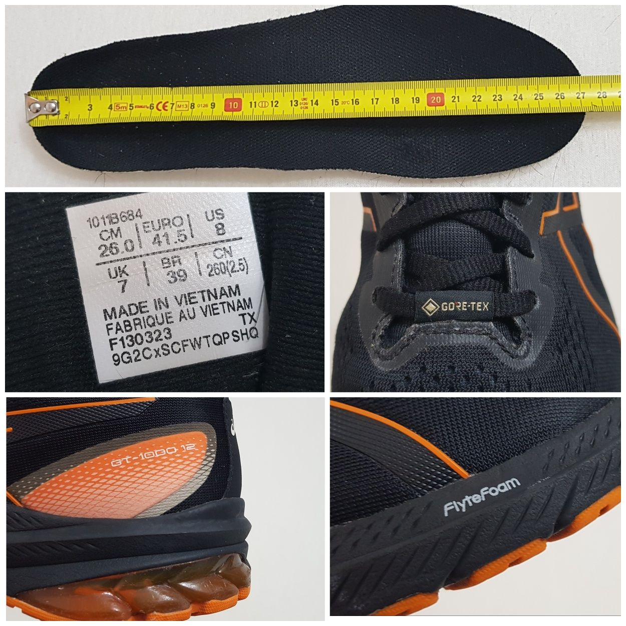 Pantofi alergare ASICS Gt 1000 12 Gore - Tex, adidași nr 41, 5 EU