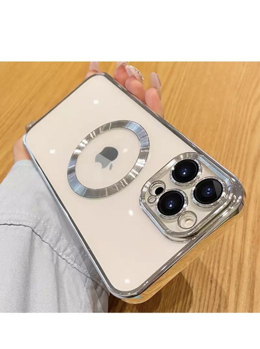 Iphone 13 14 PRO 15 PRO MAX Husa Silicon 0,2mm Lucioasa Cerc Magnetic