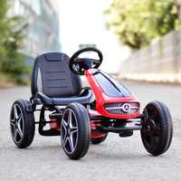 Kart cu pedale copii 3-9 ani Mercedes Go,R.cauciuc,scaun reglabil Rosu