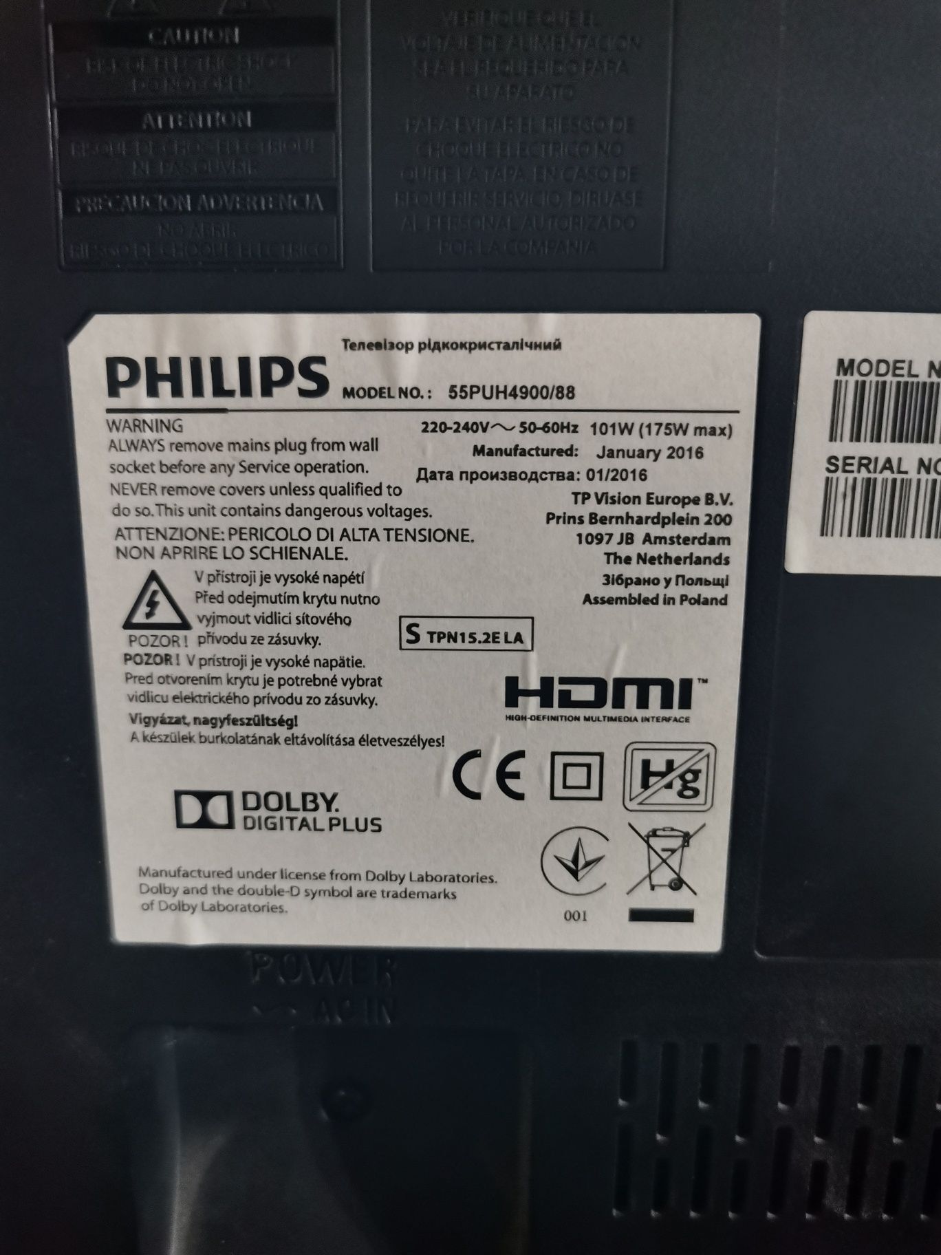 Philips 55PUH4900/88 Componente