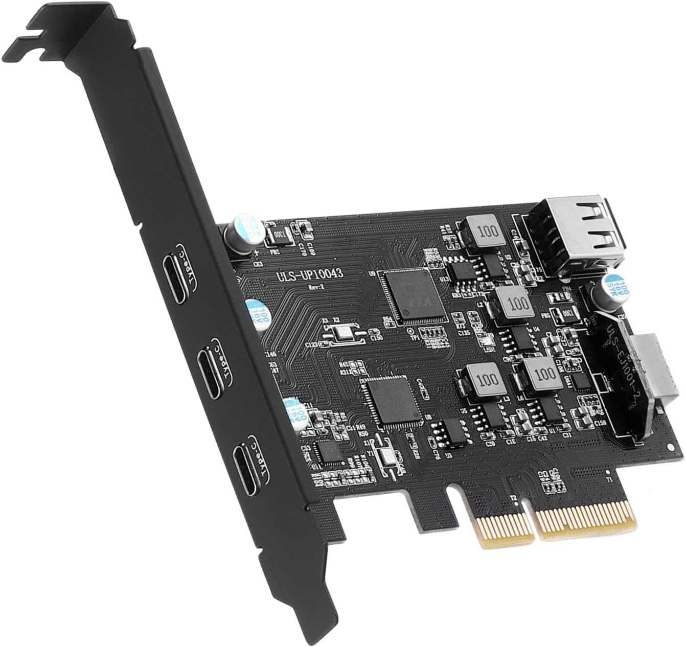 USB C PCIe карта 5 порта PCIe 4X към USB 3.2 Gen2 10 Gbps с 3 USB C