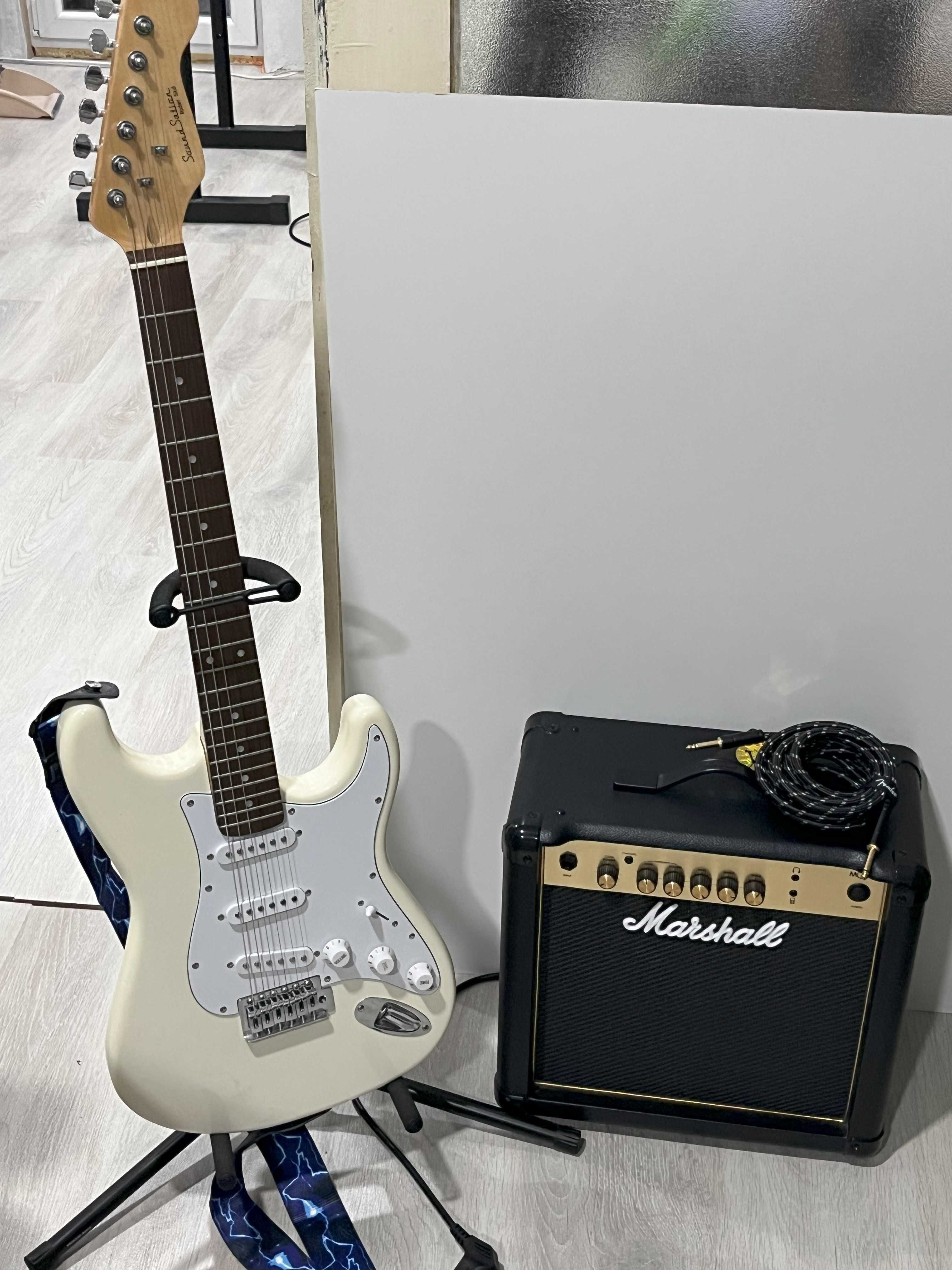 Продавам електрическа китара Sound Station с усилвател Marshall MG15