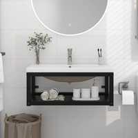 vidaXL Рамка за мивка за баня с вграден умивалник, черна, желязна 3101