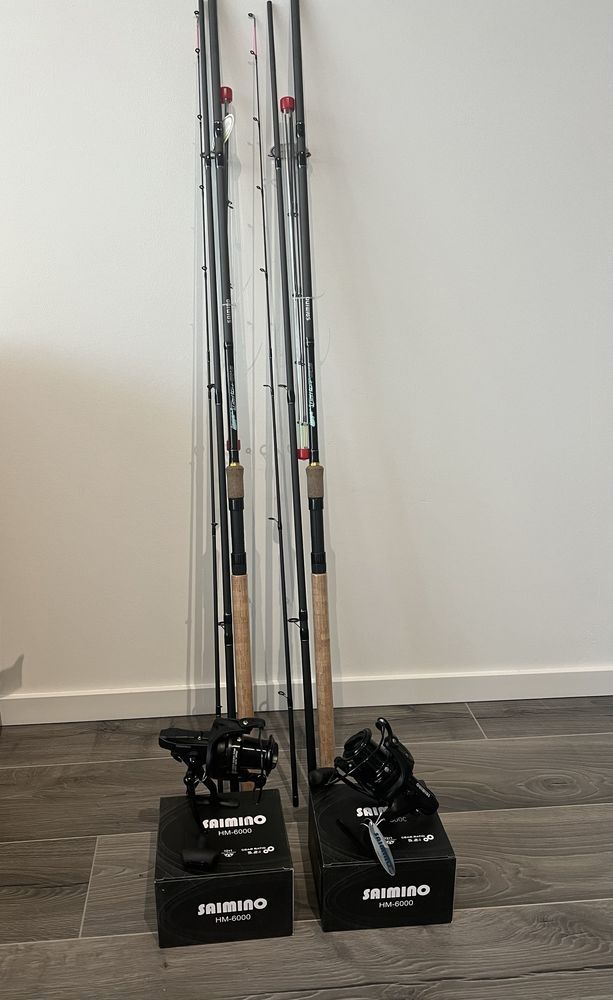 SET 2 Lansete Feeder  SAIMINO TFD-07 3.6 m + 2 Mulinete SAIMINO HM6000