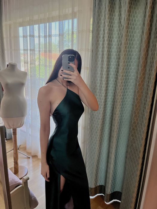 Rochie lunga de tafta verde