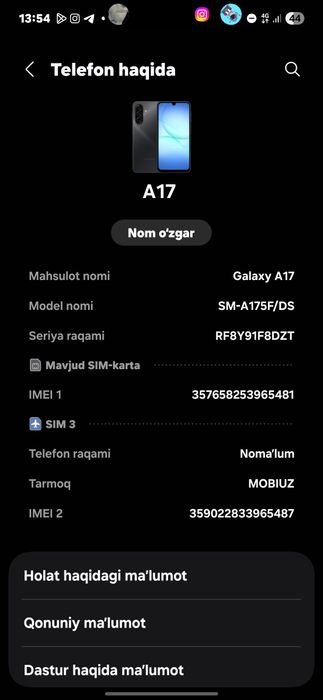Samsung A17  Yangi