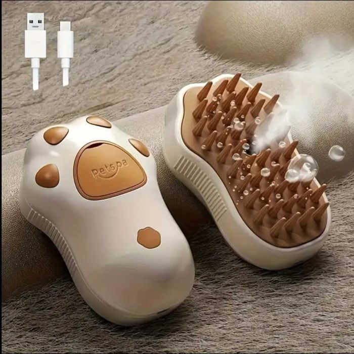 Perie pentru animale de companie, cu aburi, pulverizare si dozator USB