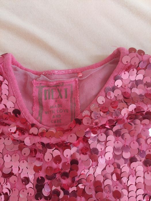 Диско рокля Next, розова с пайети