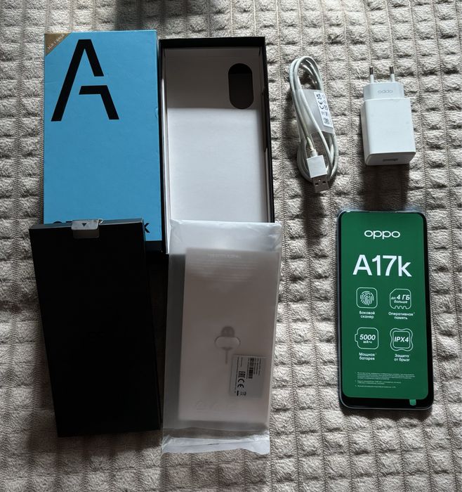 Oppo a17k голубой 3/64 идеал состояние комплект полный