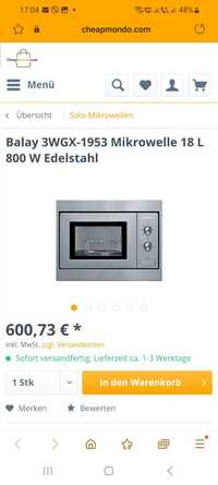 Balay 3WGX-1953 cuptor cu microunde 18 L 800 W inox