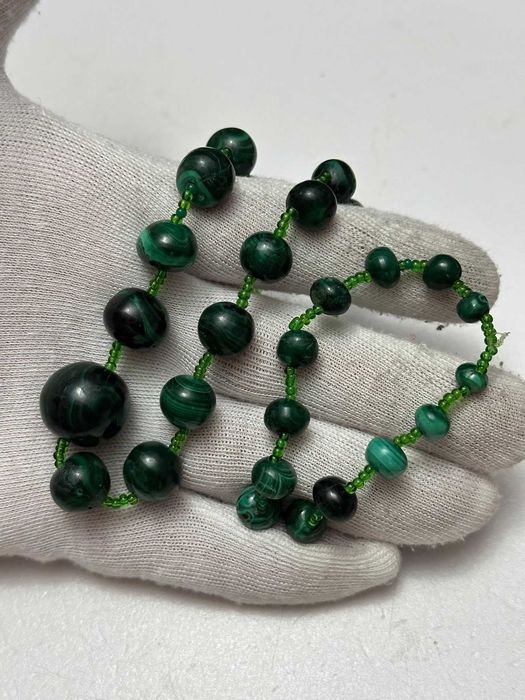 COLIER BILE MALACHIT - Diferite marimi - 55cm - Margele - Vintage !