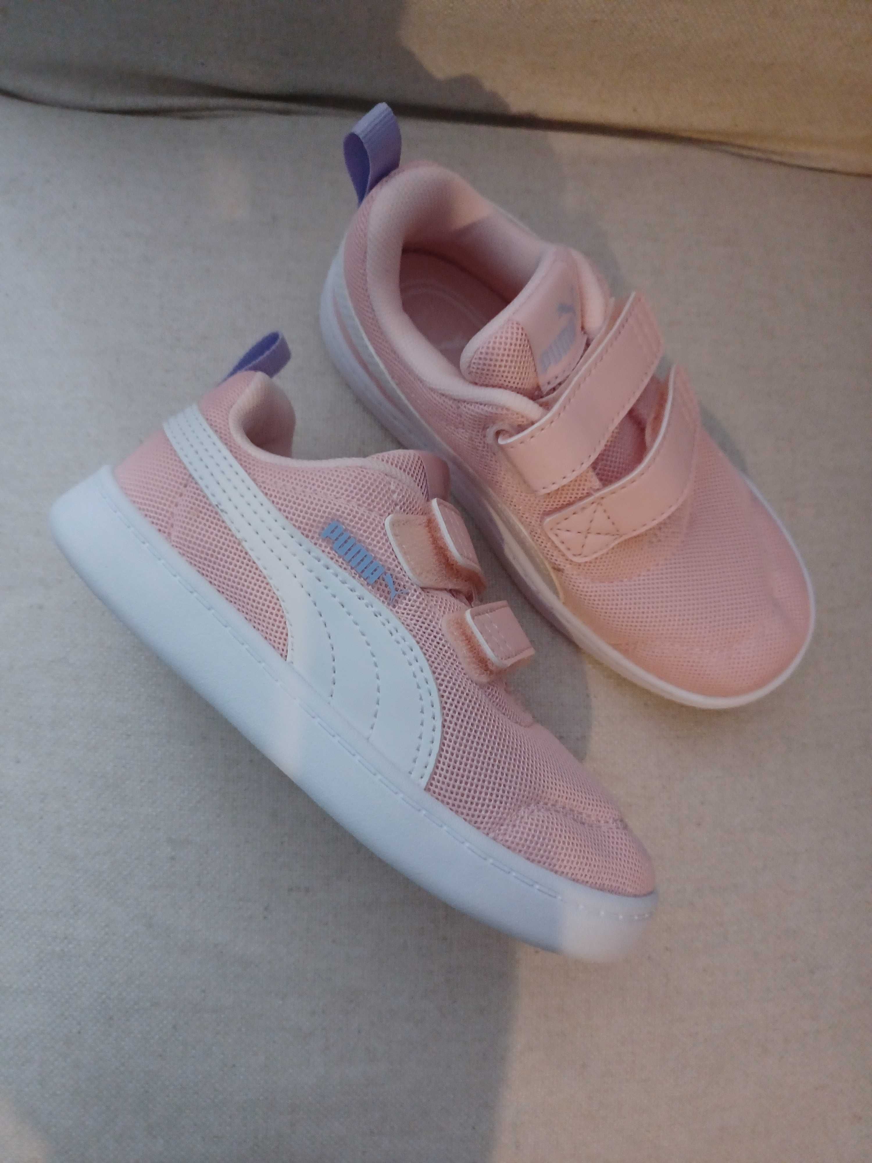Спортни обувки Puma Courtflex v2 с велкро, Бял, Розова сьомга