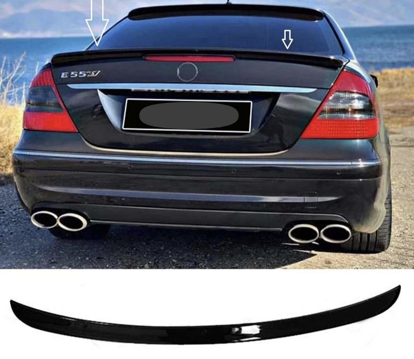 Спойлер за заден капак на Mercedes E W211 черен гланц.