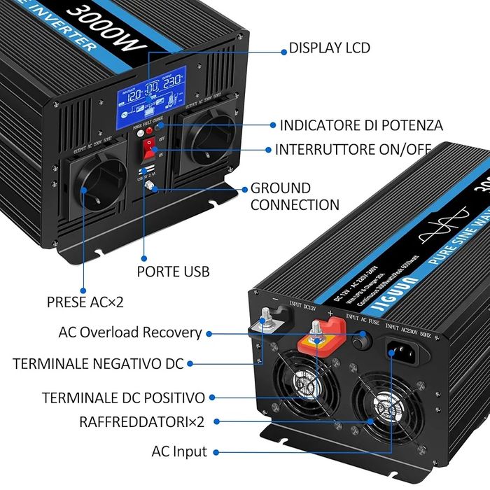 Invertor hibrid 12v 220v 3000w cu 6000W