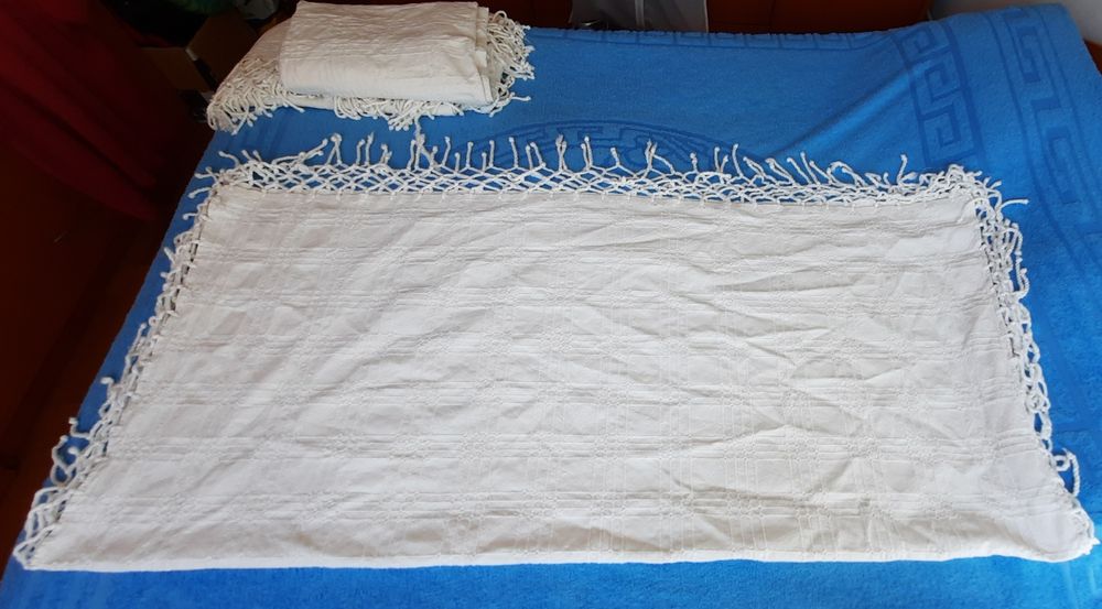 Set sau separat(1+2)Huse din in cu franjuri pentru canapea si fotolii