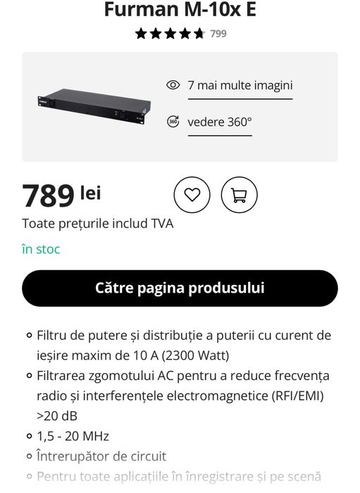 Furman M-10X E Stabilizator de tensiune pt sisteme de sunet