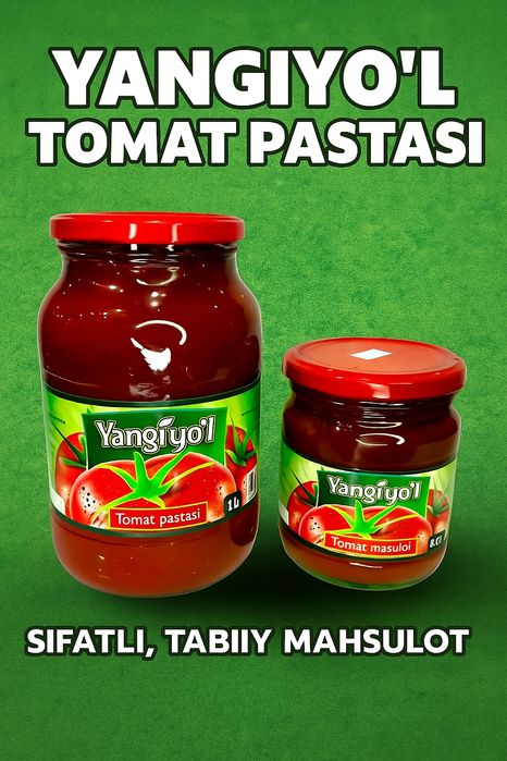 Tomat pastasi, tabiiy pomidordan tayyorlangan, 1 litr