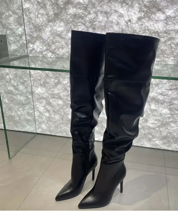 Cizme lungi peste genunchi din piele ecologica