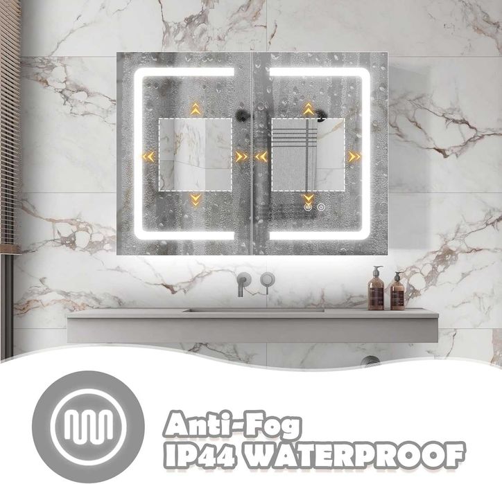 Dulap baie cu Oglinda + antiaburire+ LED+ priza, REDUS de la 1650RON