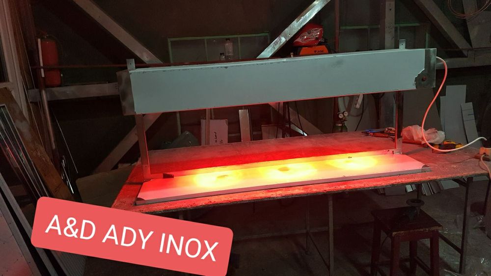 Masa inox cu raft cu lumina calda