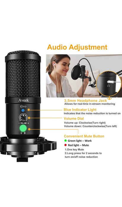 Microfon gaming streaming podcast usb condenser Aveek Nou Sigilat