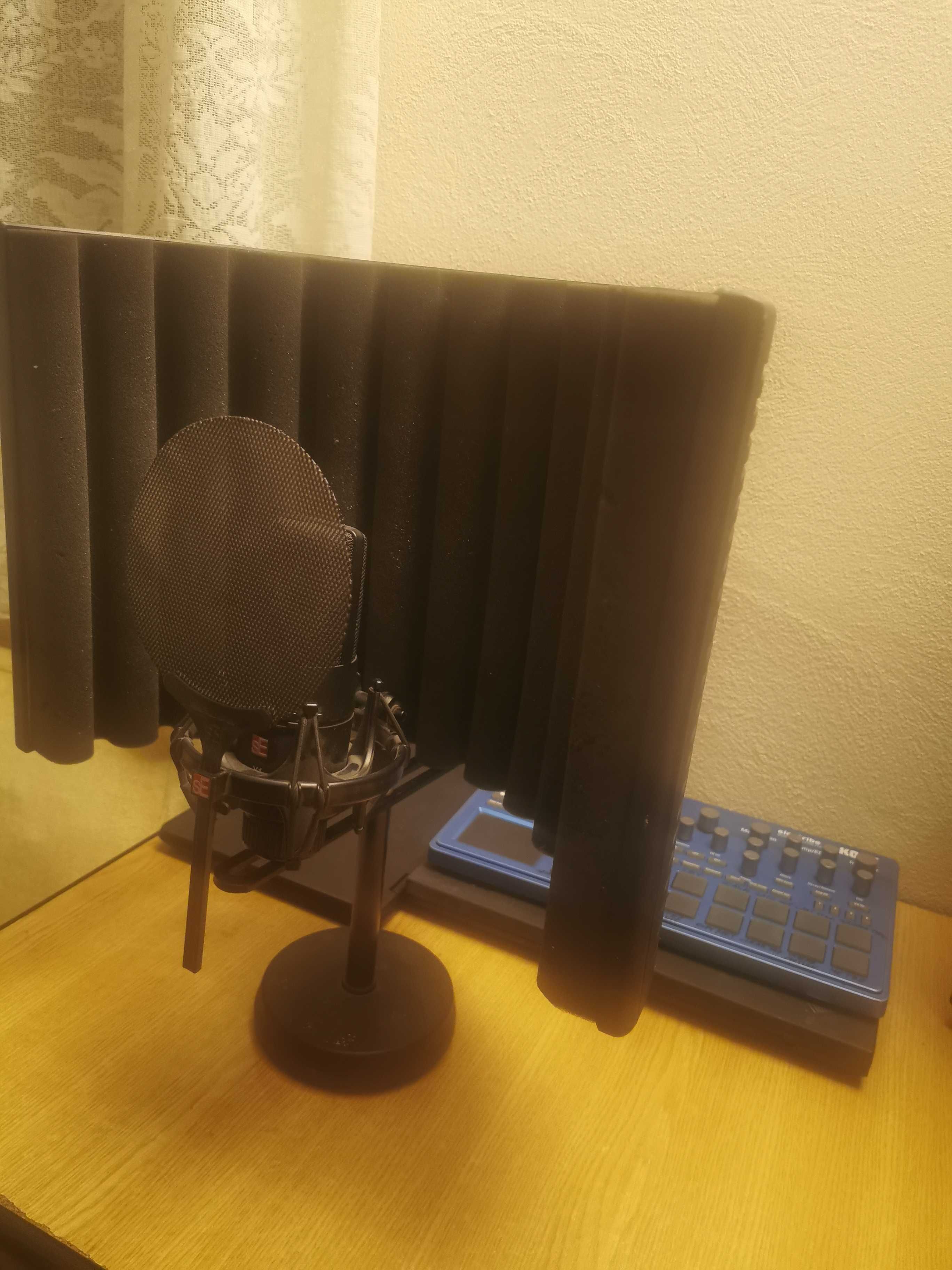 Microfon studio se x1 cu stativ, popfilter, shield