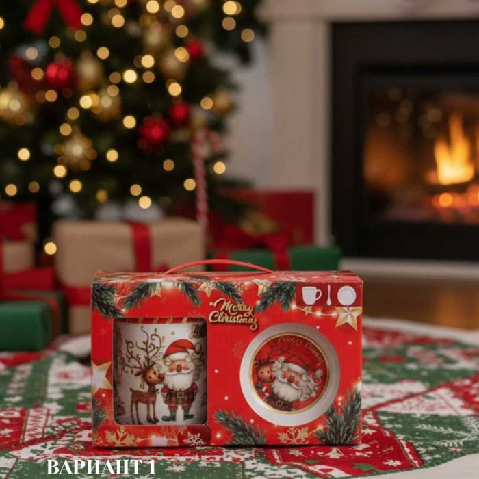 Премиум коледен подаръчен сет – керамична чаша с аксесоари.