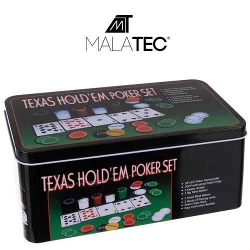 Комплект за покер Texas Hold’Em Poker с 200 чипа и карти
