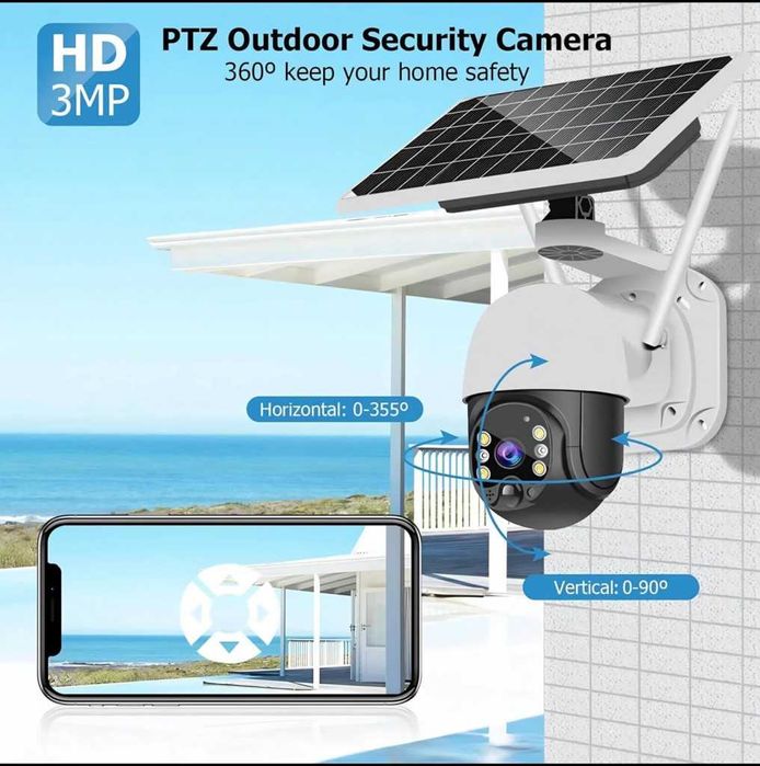 Соларна 10MP 4G безжична PTZ камера