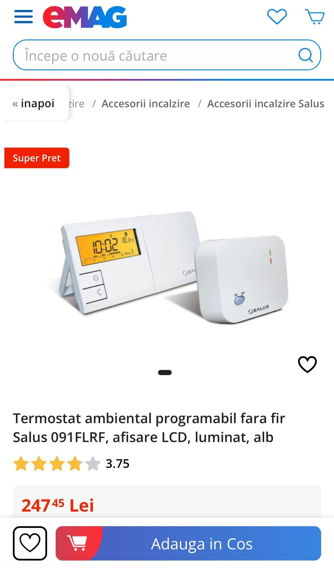 Termostat centrala salus fara fir