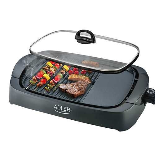 Gratar electric Adler AD6610, 3000 W, capac sticla, negru