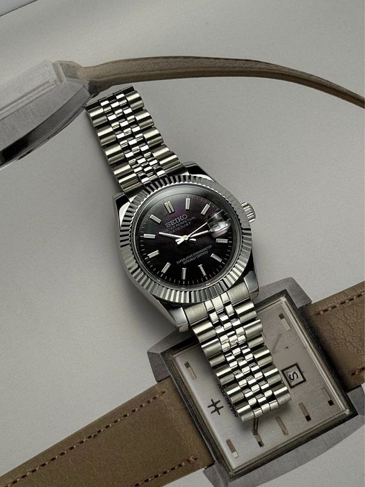 Seiko Mod Datejust Black 39mm автоматичен часовник