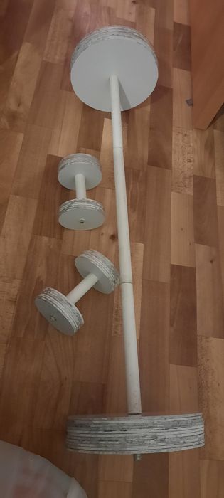 Срочно продам самодельные гирю и гантели