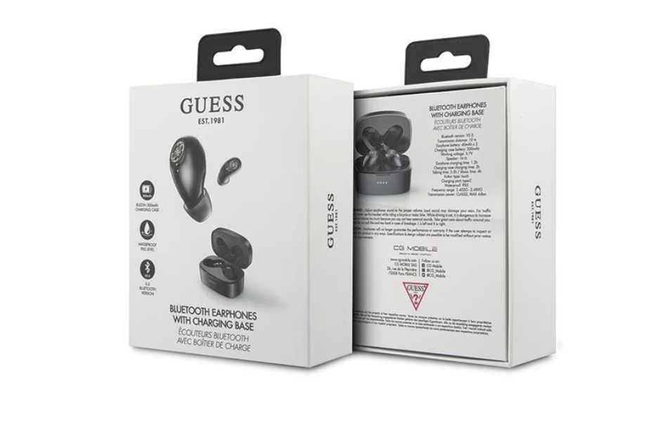 Безжични слушалки, Guess, Bluetooth 5.0, 300mAh, черни