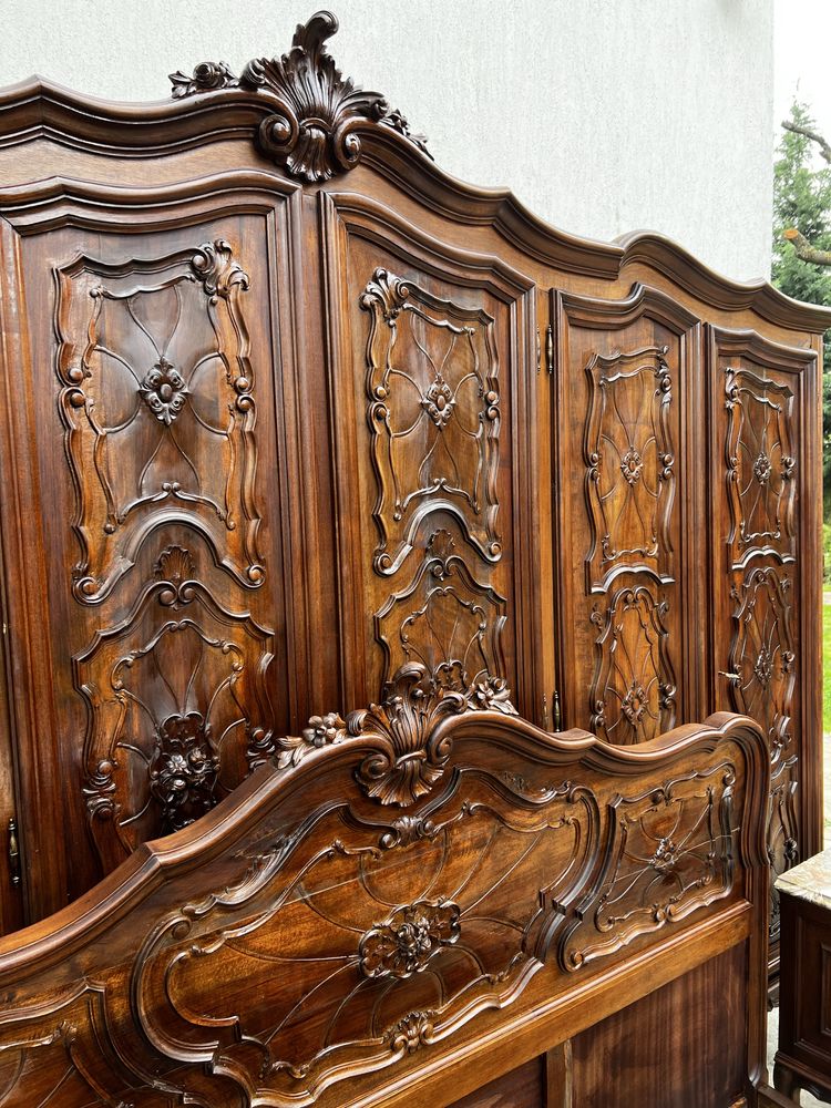 Dormitor stil Baroc Piemontez lemn sculptat Nuc