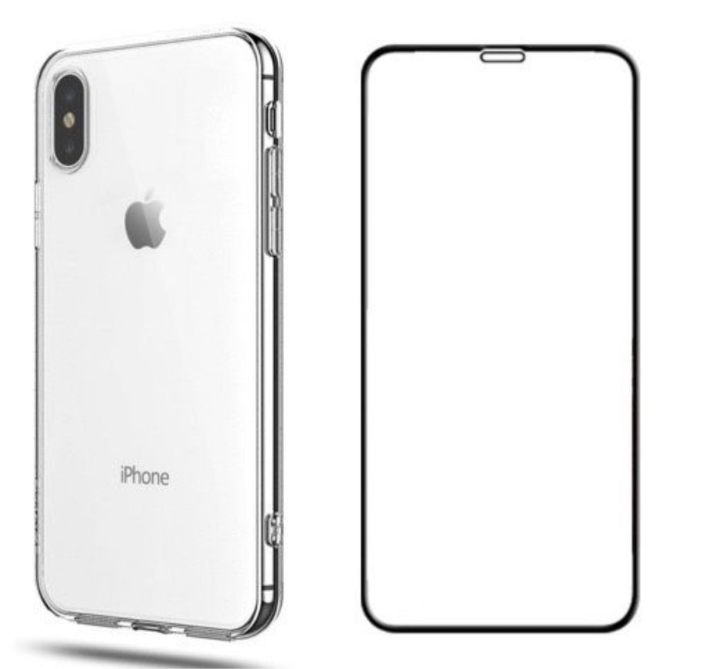 Husa Silicon Premium Slim 0,2 si Folie Sticla 21D - Iphone X XR XS MAX