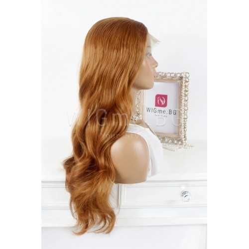 Дълга кестенява лейс фронт перука на вълни Ники