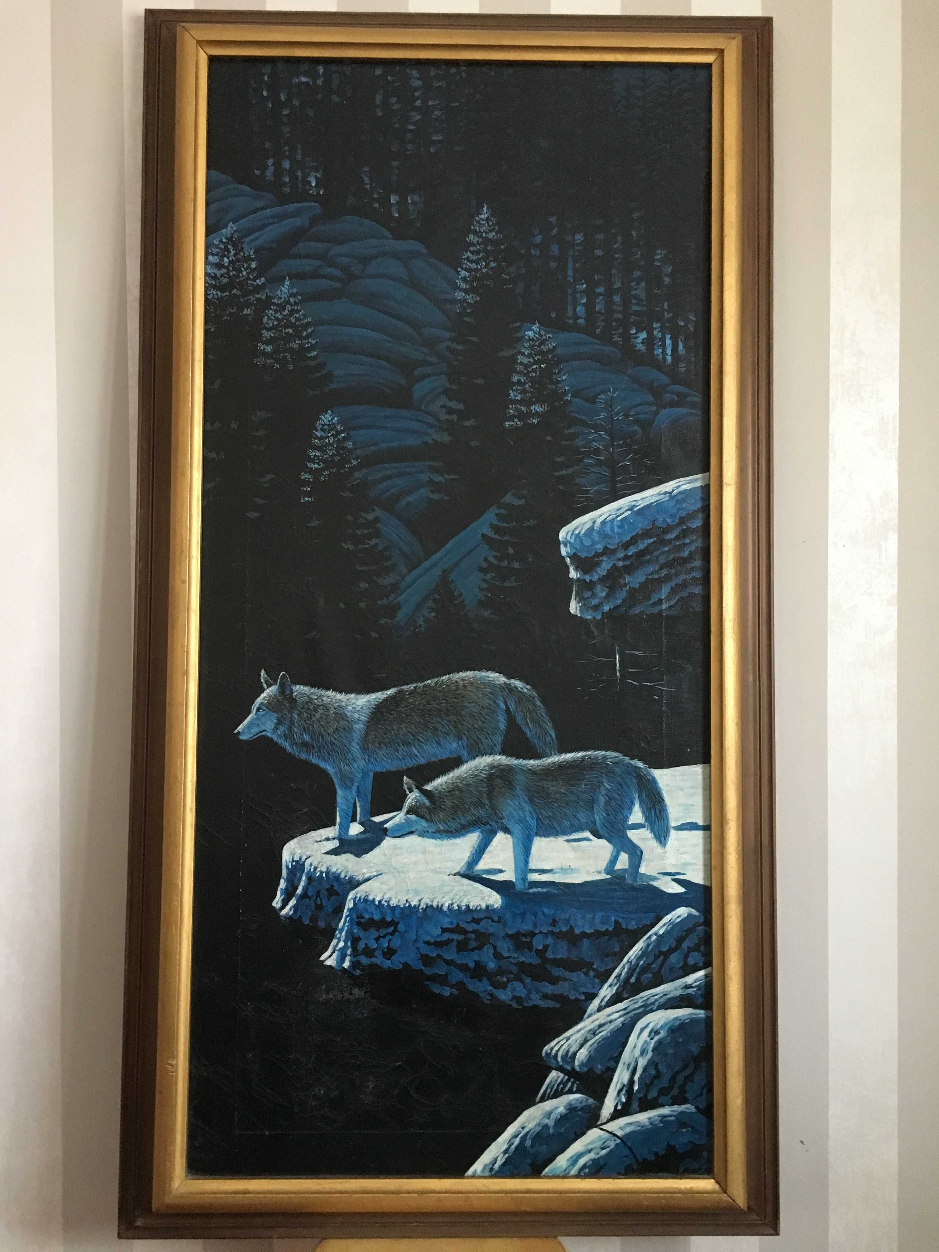 Картина "Волки" масло, холст в раме