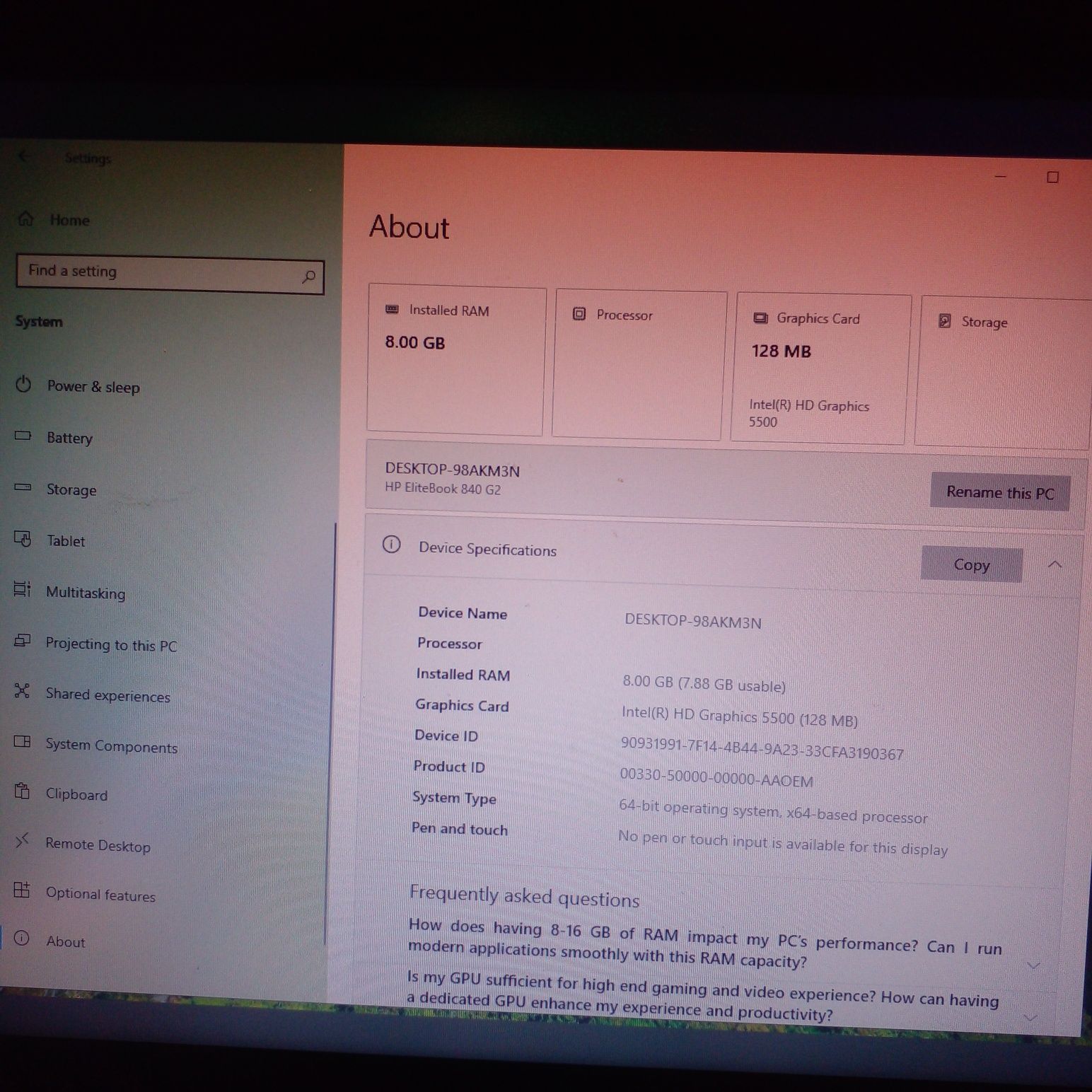 HP Noutbook core I 5