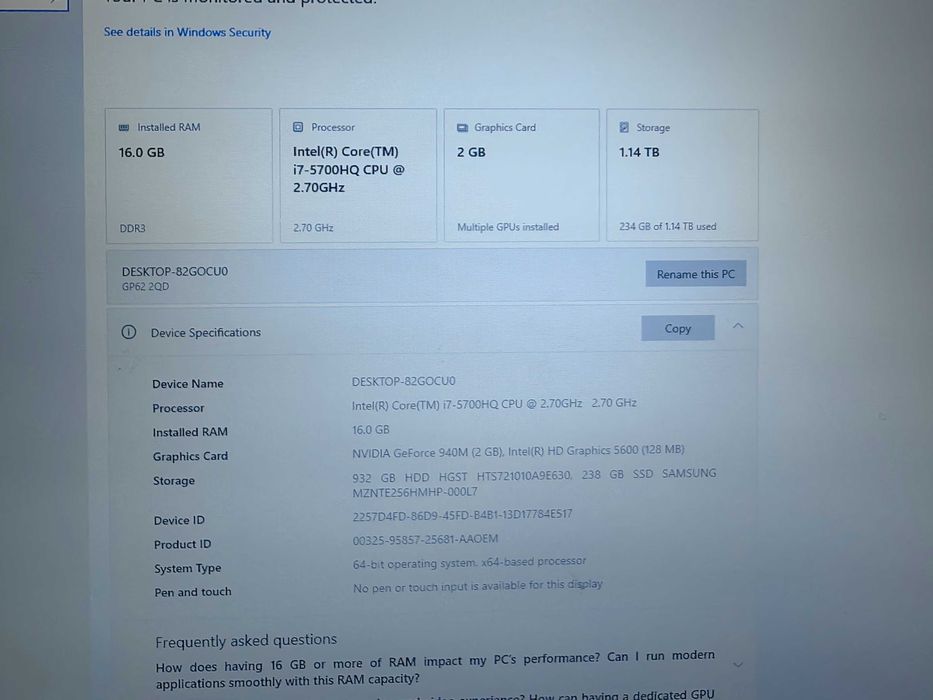 Продавам гейминг лаптоп MSI