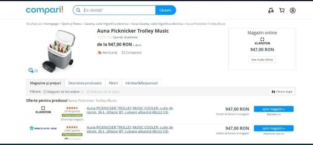 Lada frigorifica, Auna, trolley Picknicker Music Cooler, 36l, Difuzor