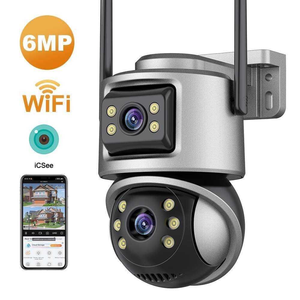 + 64GB карта A32 двойна външна WiFi Камера два екрана 4MP+4MP, ICSee