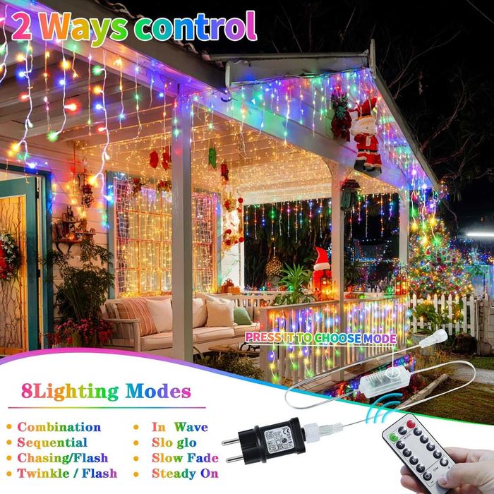 GCMacau 20+5 метра, 660 LED, Коледни светлини, топли+многоцветни